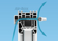 Оконный приточный клапан Air-Box Comfort S в разрезе фронтальный вид